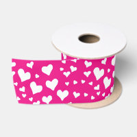 Coeurs de balaie blanche sur Fuchsia rose