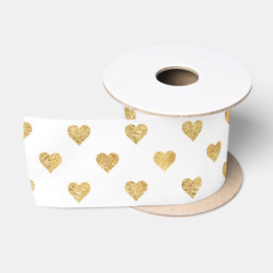 Ruban En Satin Coeurs de parties scintillantes d'or