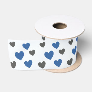 Ruban En Satin Coeurs dorants - Bleu et gris