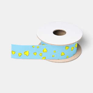 Ruban En Satin Coeurs jaunes Saint-Valentin
