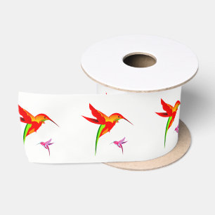 Ruban En Satin Colibri Orange Jaune Et Vert