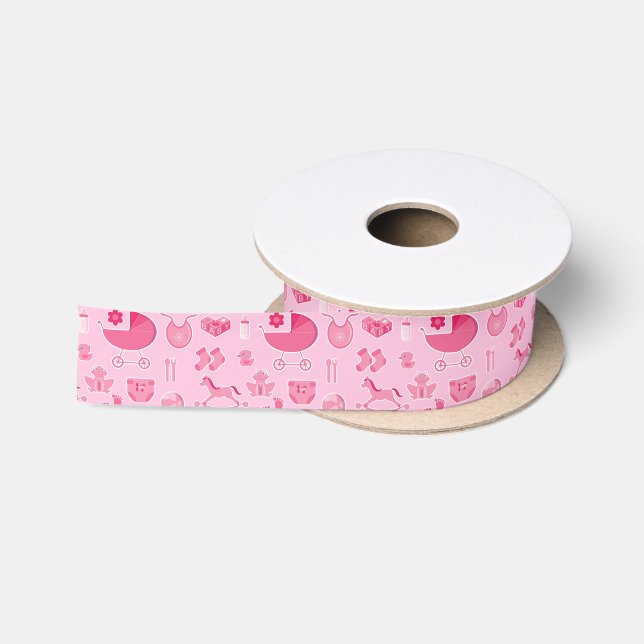 Ruban En Satin Collage rose bébé fille (Bobine)
