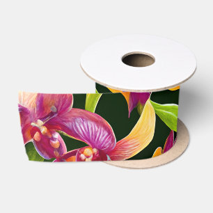 Ruban En Satin Collection Aloha Botaniques florales luxuriantes