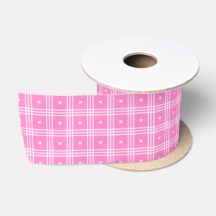 Ruban En Satin Collection moderne Plaid Pink Heart