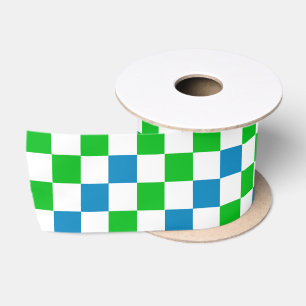 Ruban En Satin Conception à carreaux bleu blanc vert