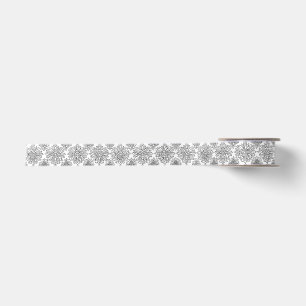 Ruban En Satin Conception artistique florale noir et blanc