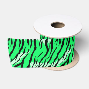 Ruban En Satin Conception de motif de peau d'animal Tigre vert 