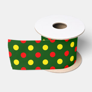 Ruban En Satin Conception de pois verts rouges jaunes