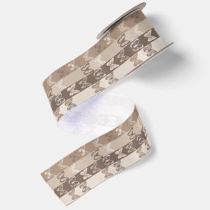 Ruban En Satin Conception de rayures de papillon de terre neutre