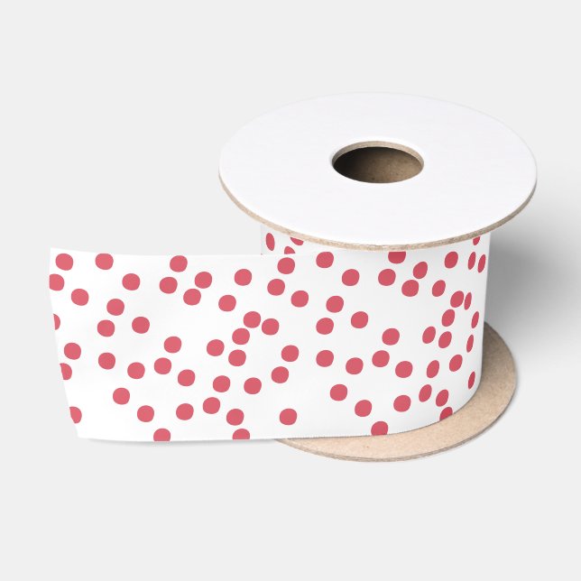 Ruban En Satin Confetti rose framboise / À petits pois (Bobine)