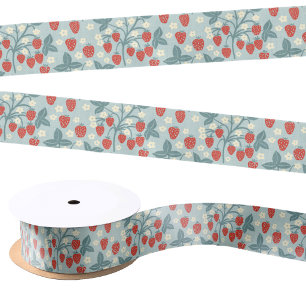 Ruban En Satin Cottagecore Floral Botanique Vintage de Fraisier