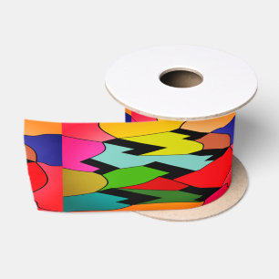 Ruban En Satin Couleur noire avec design d'art au milieu