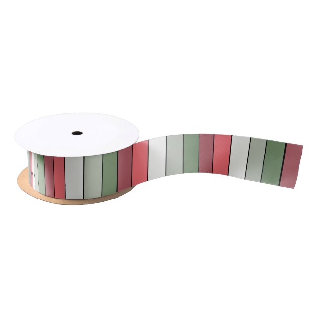Ruban En Satin Couleur Rouge Blanc Vert Noël Sur Papier Texté (Bobine)