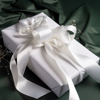 Ruban En Satin Couleur solide blanche pure