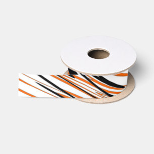 Ruban En Satin Couleurs Bengale Lignes oranges et noires ondulées