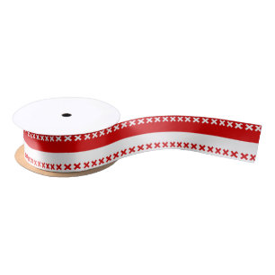 Ruban En Satin Couleurs DIY Deux Bandes Blanc Rouge, Bordure X