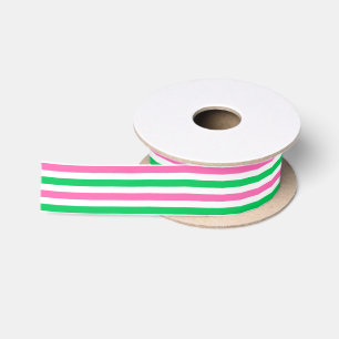 Ruban En Satin Couleurs DIY Rose Chaud Vert Émeraude Rayure Blanc
