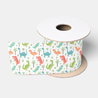 Ruban En Satin Couleurs douces Dinosaures Palmiers Enfants