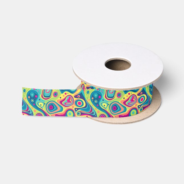 Ruban En Satin Couleurs vives super abstrait motif (Bobine)