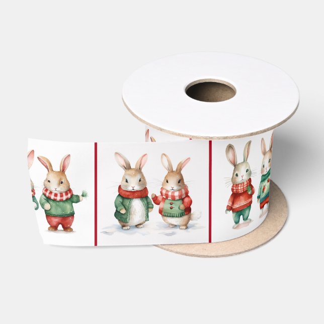 Ruban En Satin Couples de lapin de Noël Cottontail (Bobine)