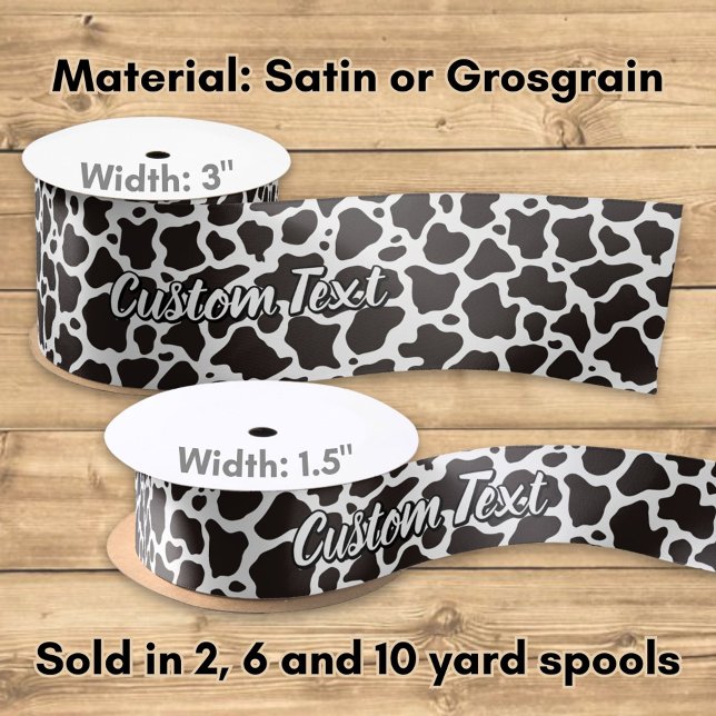 Ruban En Satin Cow Pattern with Custom Text (Créateur téléchargé)