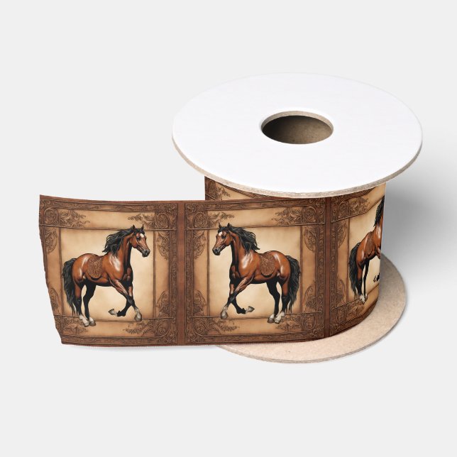 Ruban En Satin Cowboy Pays occidental Cheval Equestre Brown (Bobine)