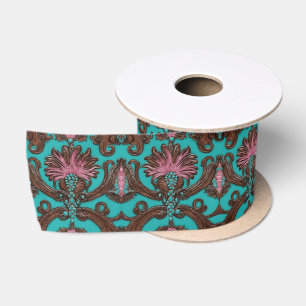 Ruban En Satin Cowgirl Turquoise Rose Pays Occidental Floral