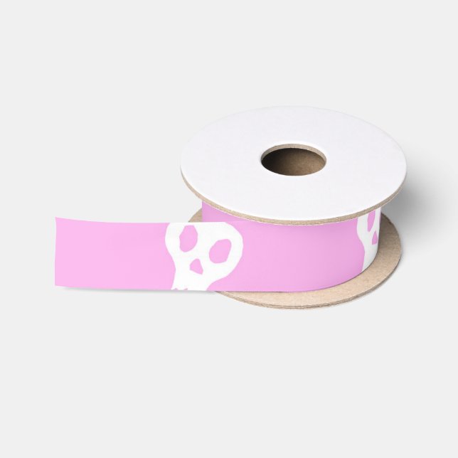 Ruban En Satin Crâne rose (Bobine)