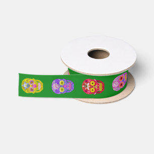 Ruban En Satin Crânes de fleurs