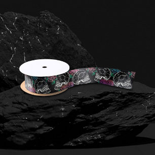 Ruban En Satin Crânes et Roses sombres Funky Glam Ombre Grunge
