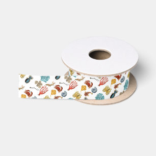 Ruban En Satin Créatures marines et faune marine diagonale vinta