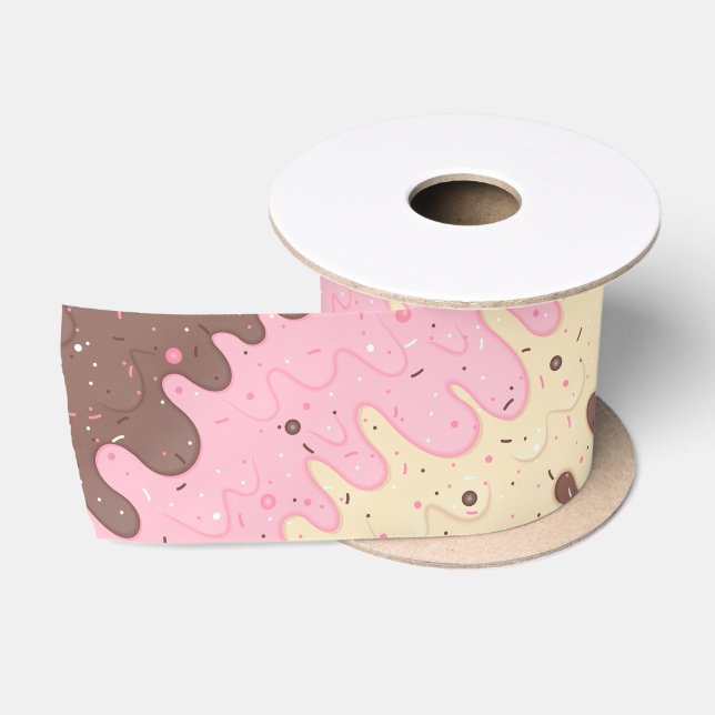 Ruban En Satin Crème de glace napolitaine (Bobine)