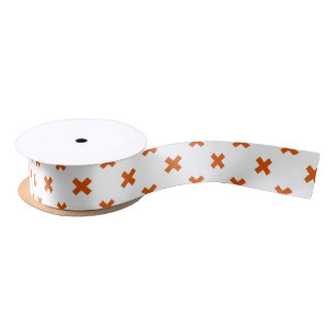 Ruban En Satin Crochets orange sur blanc