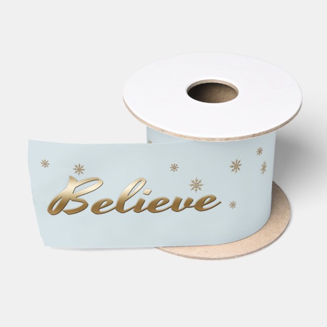 Ruban En Satin Croire Gold Texte design cadeau de vacances (Bobine)