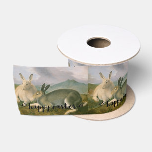Ruban En Satin Cru heureux d'aquarelle de couples de lièvres de