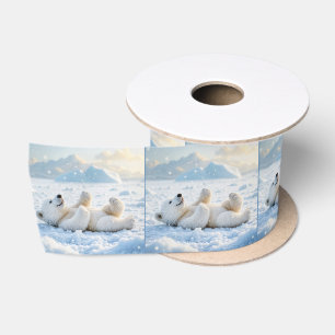 Ruban En Satin Cube D'Ours Polaire Sur Glace