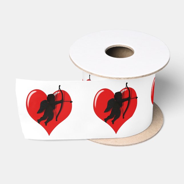 Ruban En Satin Cupidon et coeur Saint-Valentin (Bobine)