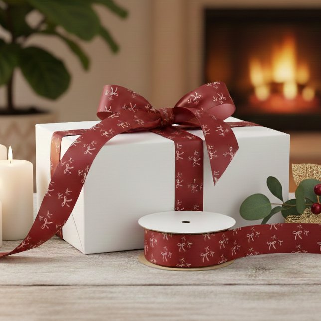 Ruban En Satin Custom Text Red Bow Elegant Personalized Gift Wrap (Créateur téléchargé)