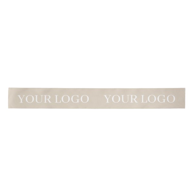 RUBAN EN SATIN CUSTOMIZED YOUR LOGO STYLISH MODERN BEIGE (Devant)