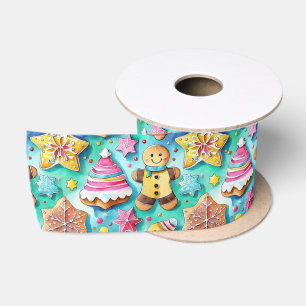 Ruban En Satin Cute aquarelle Cartographie pain d'épice Cookie
