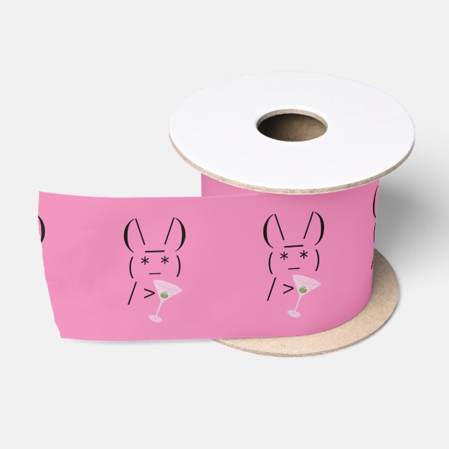 Ruban En Satin Cute Ascii lapin tenant martini Thunder_Cove (Bobine)