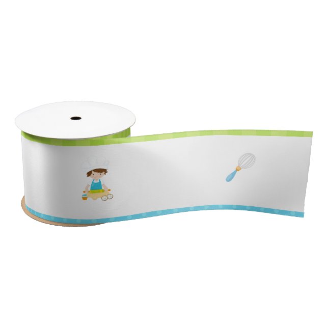 Ruban En Satin Cute Brunette Baking Garçon (Bobine)