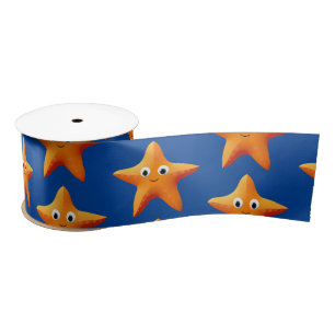 Ruban En Satin Cute Carton Starfish Bleu Océan Satin Ruban