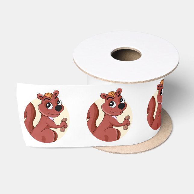 Ruban En Satin Cute cartoon squirrel with a peanut (Bobine)