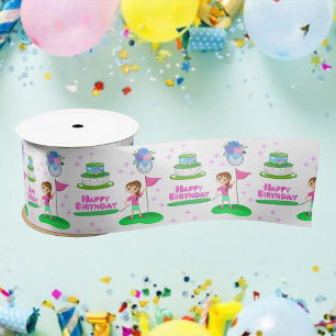 Ruban En Satin Cute Chibi Girl Anniversaire Golfing Thématique An