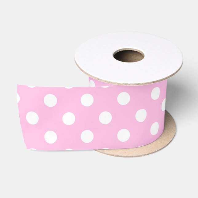 Ruban En Satin Cute Classic rose et blanc Polka point (Bobine)
