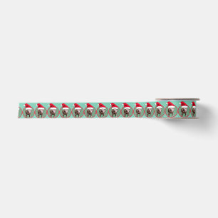 Ruban En Satin Cute Pig Père Noël - Turquoise et rouge