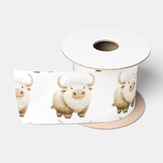 Ruban En Satin Cute Winter Arctic Cow (Bobine)