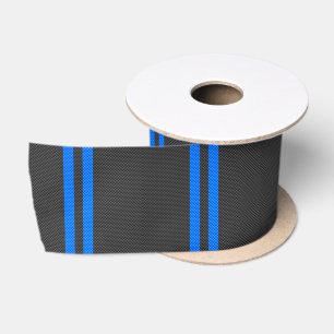 Ruban En Satin Cyan Blue Carbon Fiber Style Racing Stripes