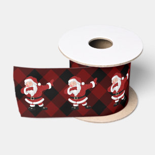 Ruban En Satin Dabbing Red Plaid Santa Claus   Fun Rustic Buffalo